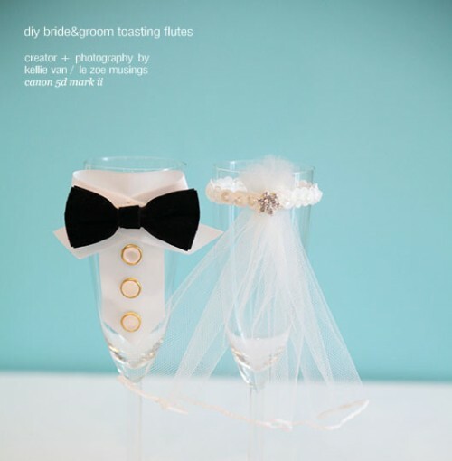 DIY Bride And Groom Toasting Flutes - wedding, diy