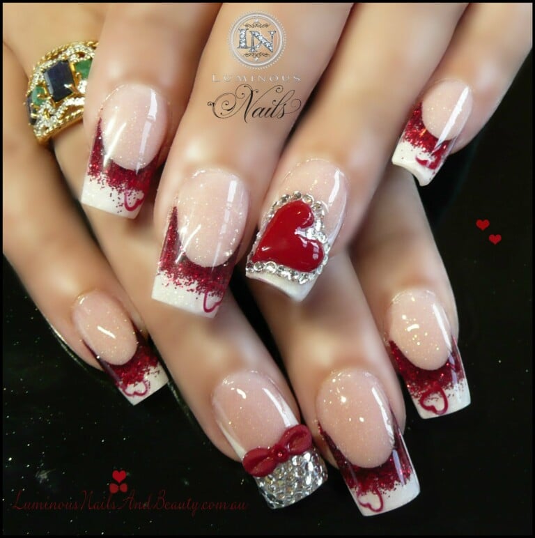 french tip nails for valentines day