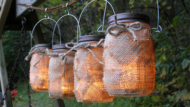 16 Decorative Handmade Outdoor Lighting Designs - yard, wine, upcycled, torch, tiki, tea, spring, solar, outdoor, night, mason, lights, lighting, light, jar, handmade, garden, decoration, dark, color, bottle