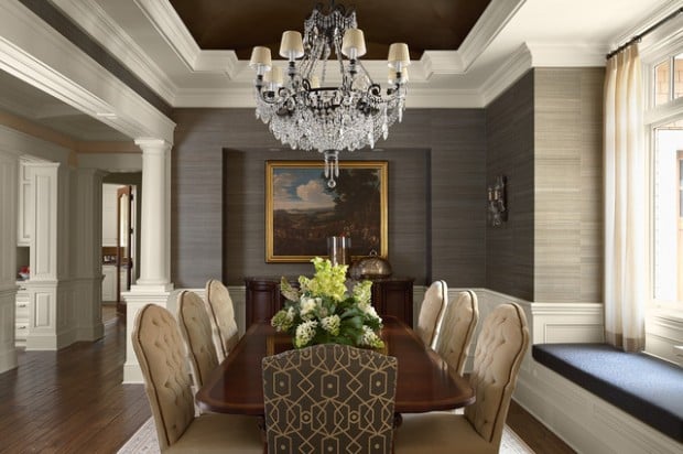 tray ceiling in dining room