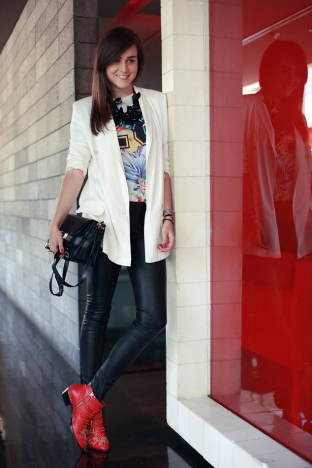 red ankle boots outfit ideas