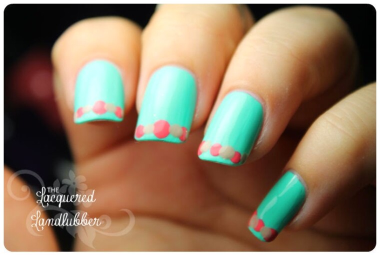 Mix of Turquoise, Coral and Nude Color Polishes for Perfect Summer Nail Art