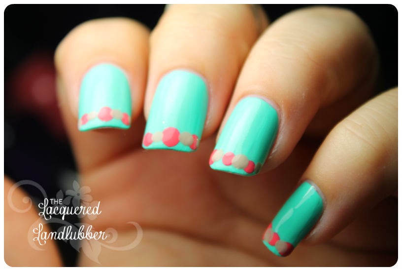 Mix of Turquoise, Coral and Nude Color Polishes for Perfect Summer Nail Art