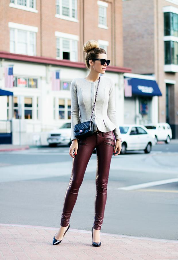 HM Leather Pants Nike Sneakers  Burgundy leggings outfit Fall fashion  outfits March outfits