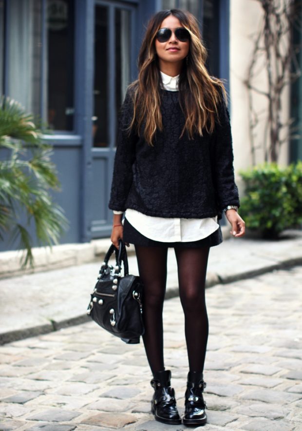 20 Chic Ideas How to Style Black Tights This Season - Style Motivation