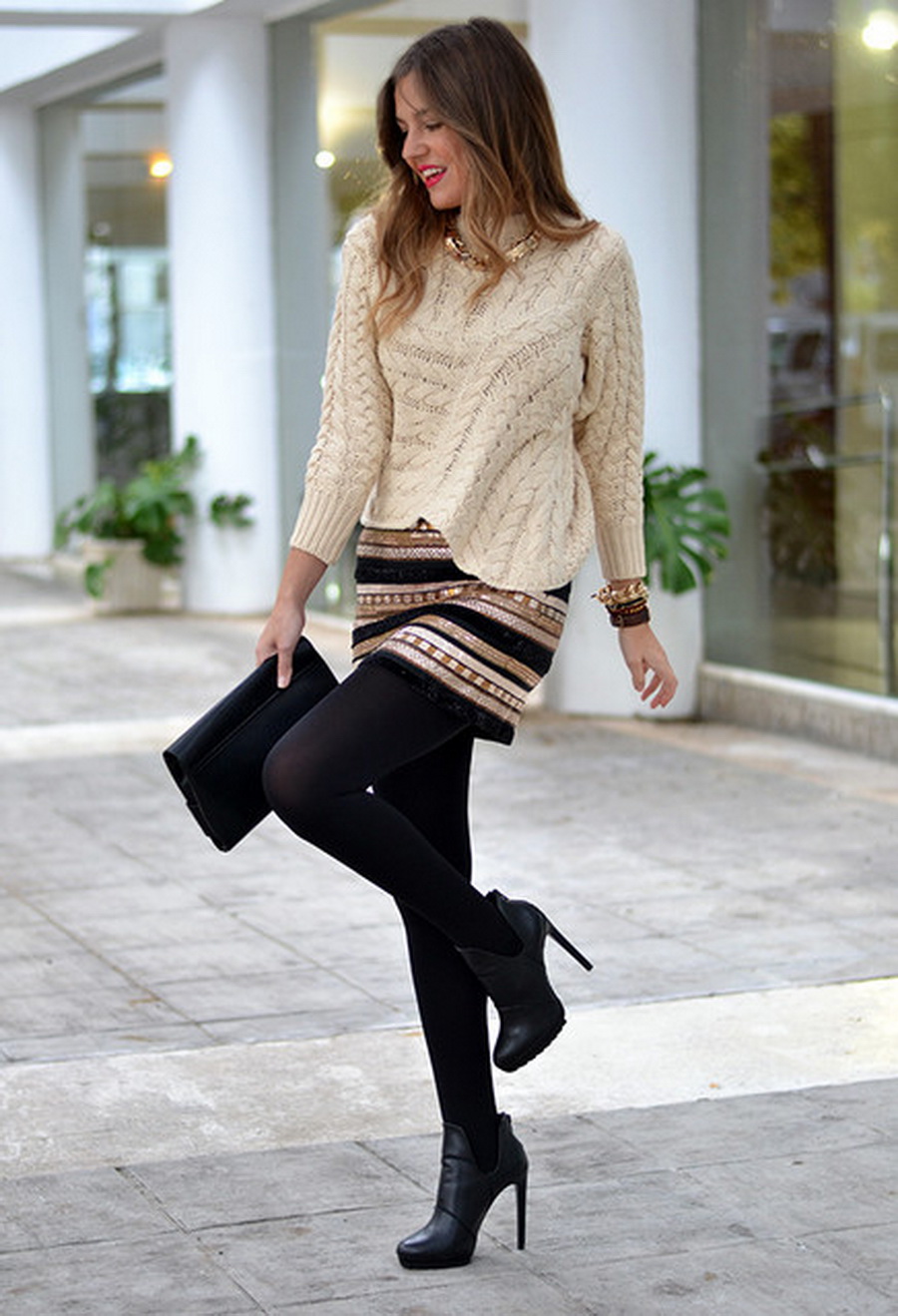 20 Chic Ideas How To Style Black Tights This Season