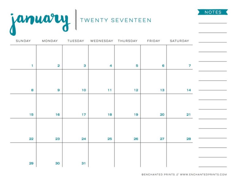 Get Your Life Organized: 15 Great Free Printable Calendars For 2017