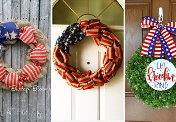 15 Patriotic Handmade Wreath Designs For 4th Of July - wreath, White, usa, red, july 4, independence day, ideas, holiday, hanging, handmade, grapevine, Front door, door, decorations, decorating, decor, crafts, crafting, burlap, blue, america, 4th of July