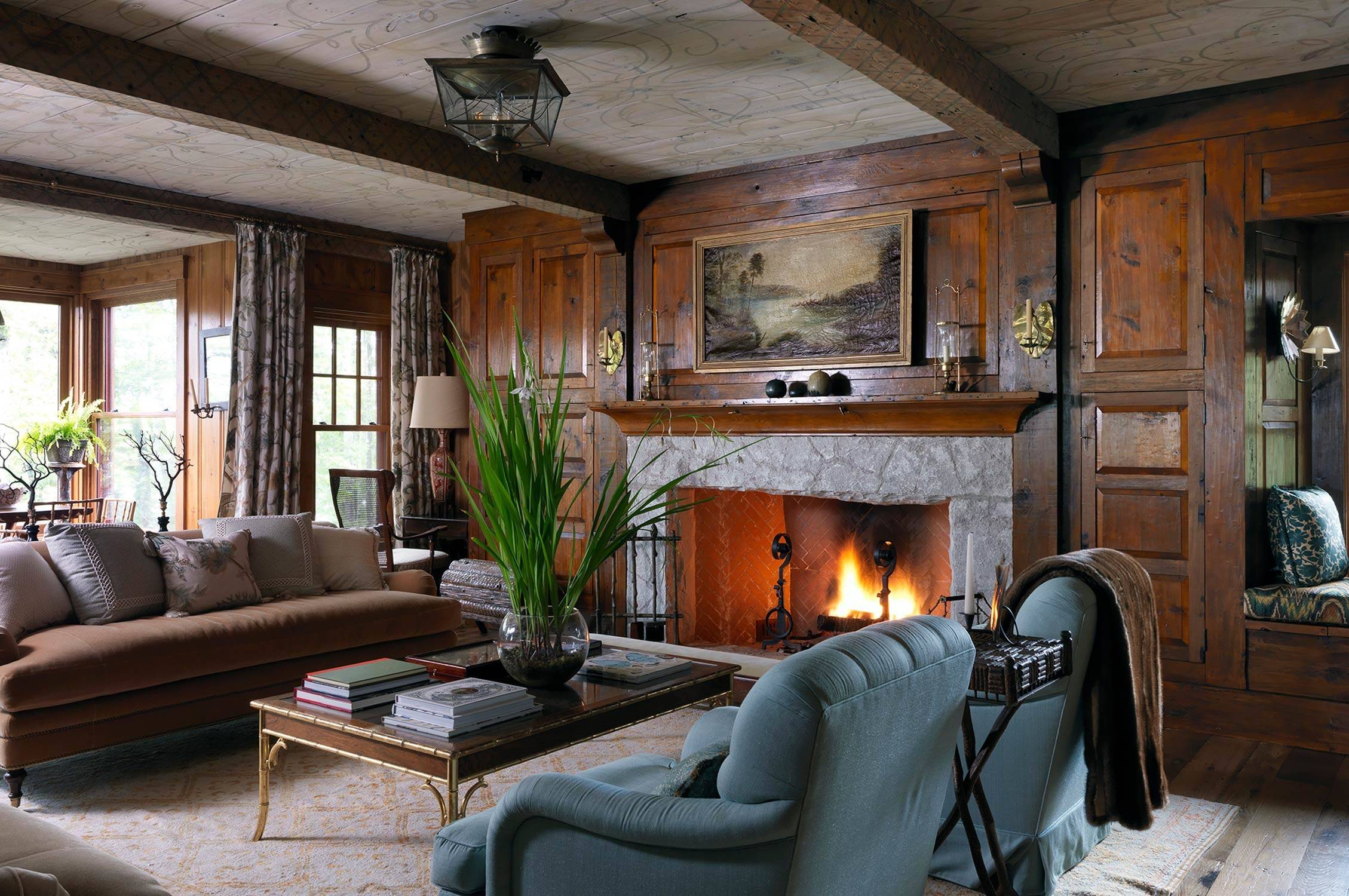 cabin style living room designs