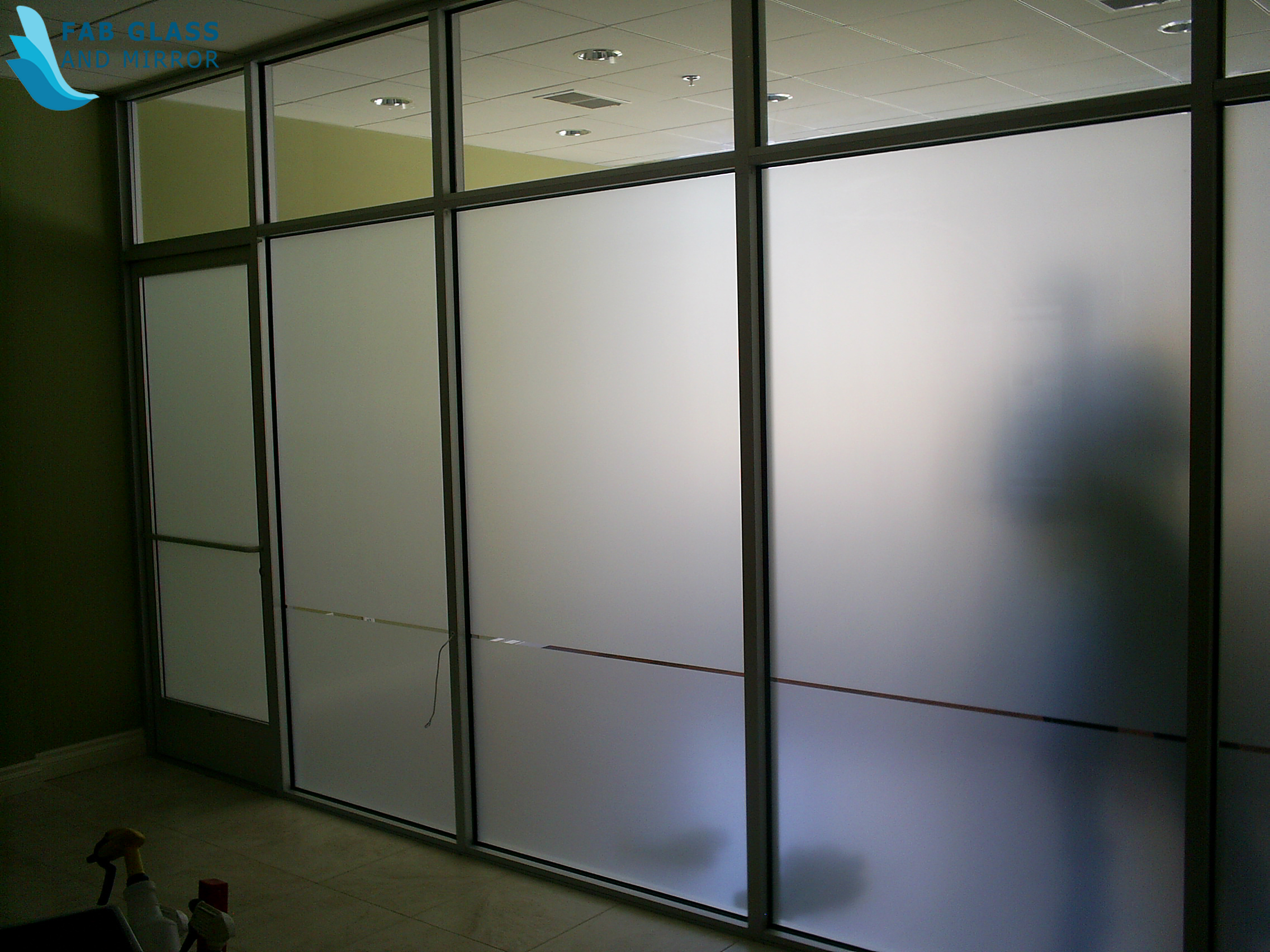 frosted glass living room wall