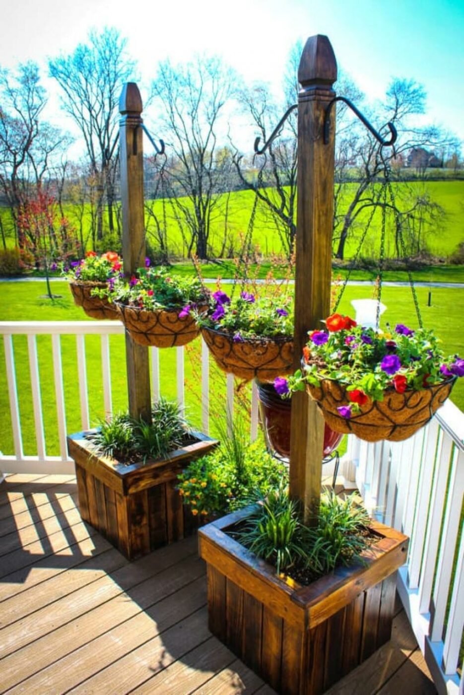 Elegant Wooden Hanging Flower Garden and Plant Box