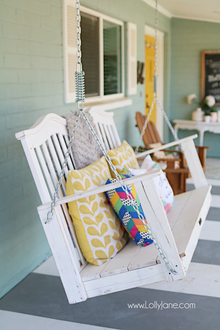 Funky Nantucket Colorful Porch Swing