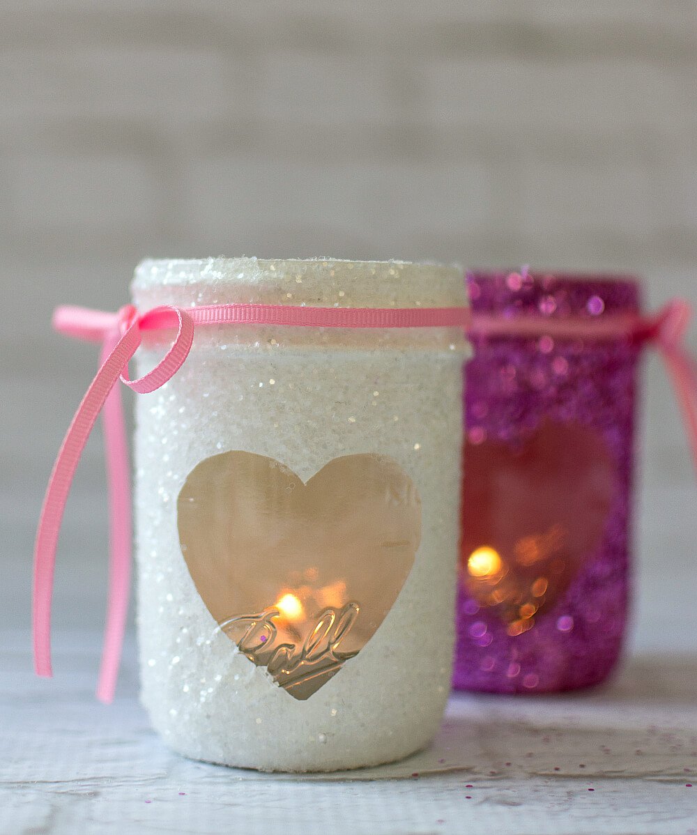 Glittery Mason Jar Valentine's Day Décor
