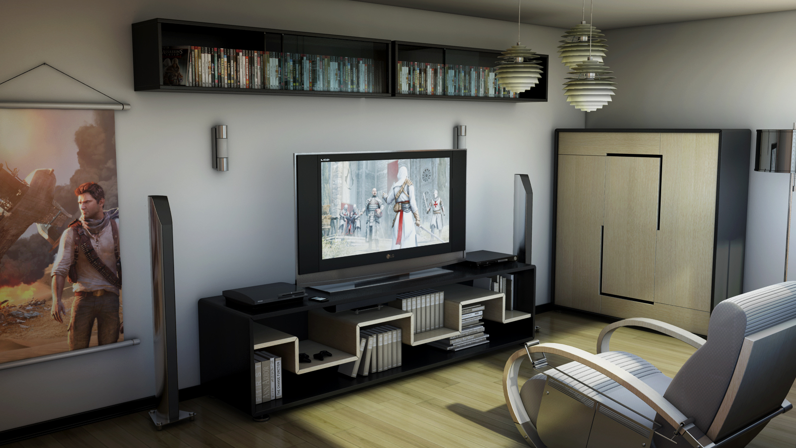 Modern and Sleek Video Game Room