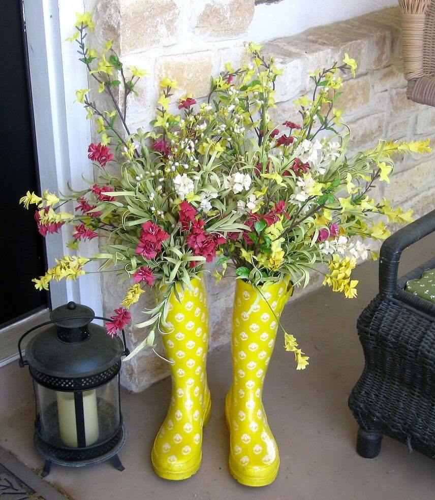 Cute Upcycled Rain Boot Planters