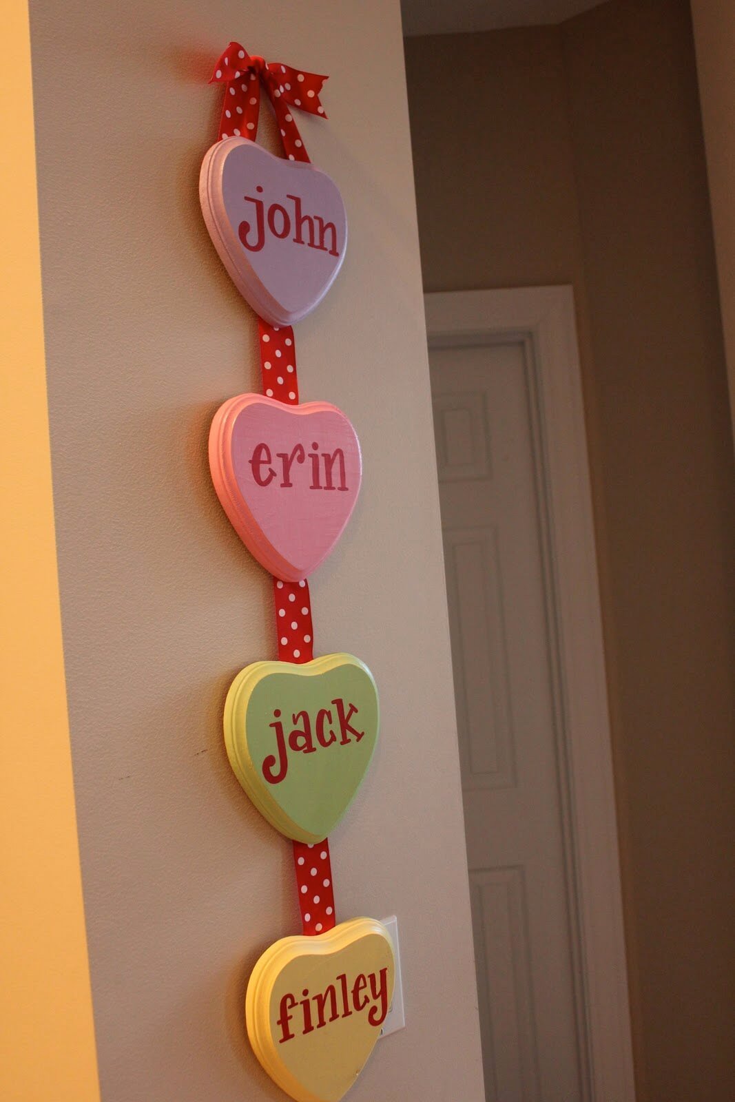 Monogrammed Candy Hearts Hanging Display