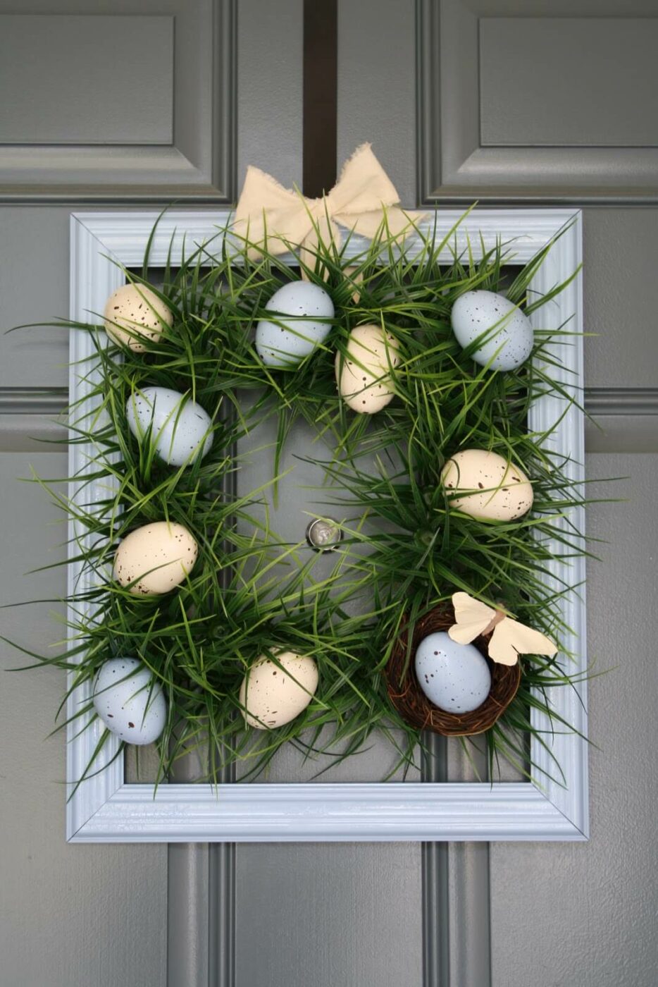 Framed Easter Eggs and Grass Door Decoration