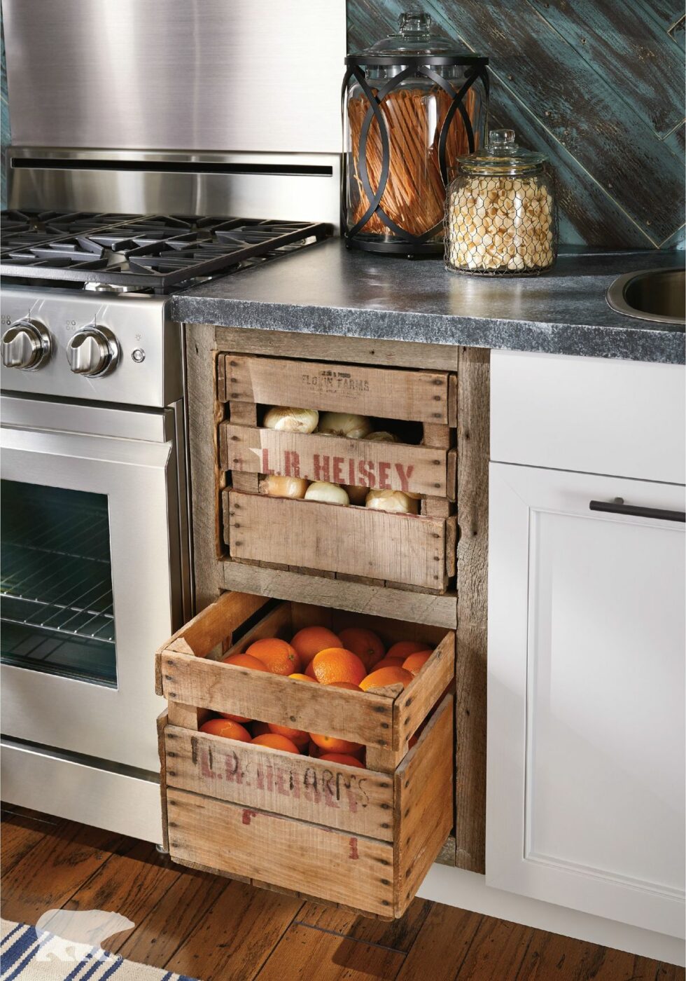 Install Pull-Out Fruit/Vegetable Crates For the Rustic Look