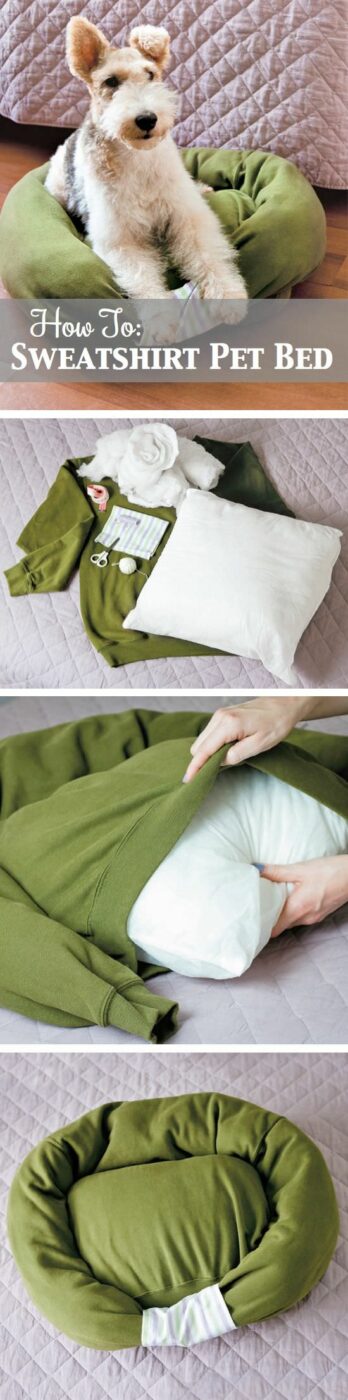 Simple DIY Sweatshirt Pet Bed