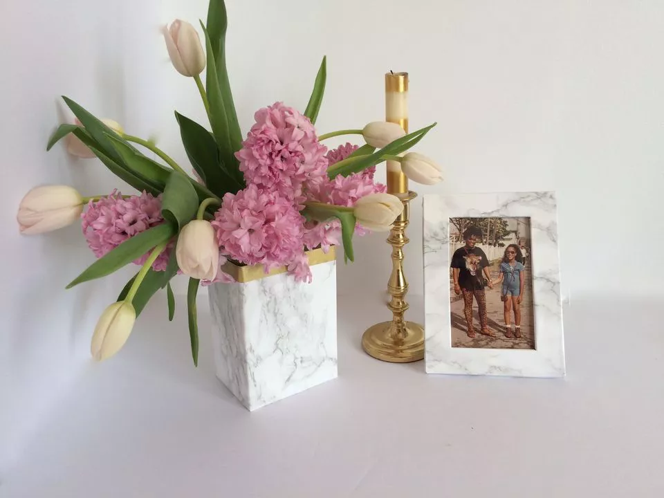  
DIY Faux Marble Vase from The Spruce