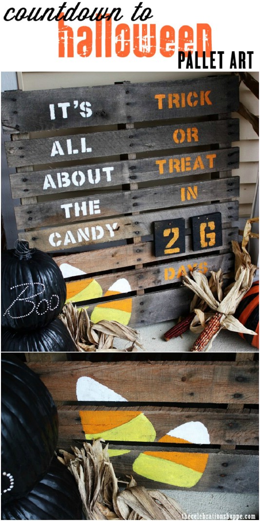 DIY Countdown To Halloween Sign - 25 Fantastic Reclaimed Wood Halloween Decorations For Your Home And Garden