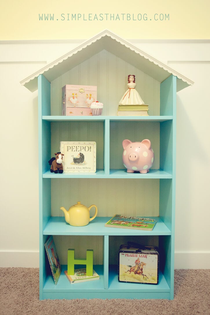 Child’s Dollhouse DIY Bookshelf with Pitched Roof