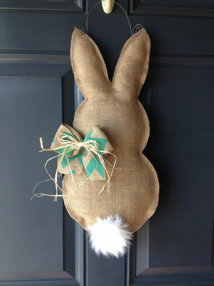 Cute Burlap Easter Bunny Door Decoration