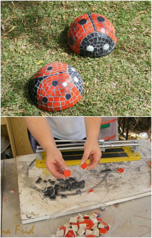 Adorable DIY Concrete Garden Ladybug