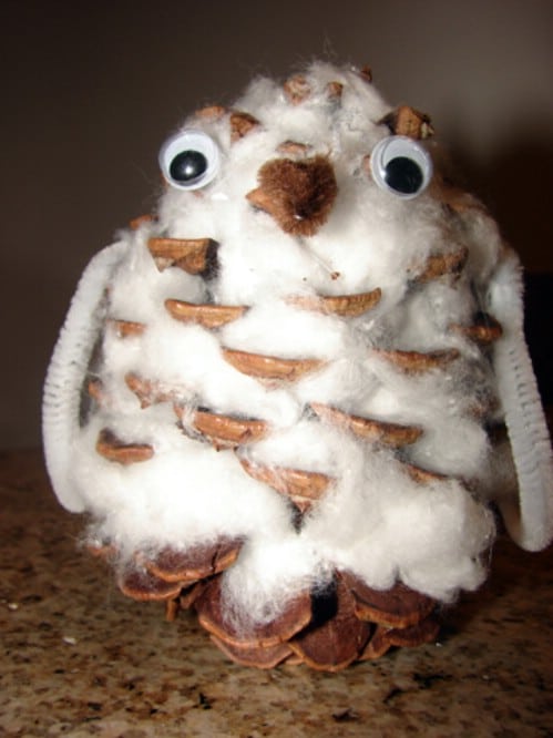 Snowy Owl Pinecone Craft