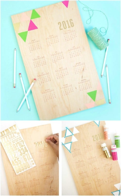 DIY Hand Stamped Wood Calendar