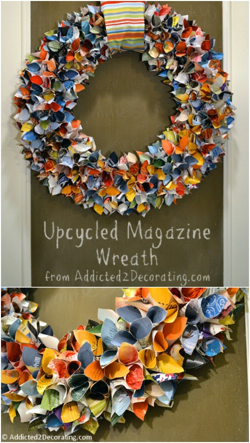 Lovely Upcycled Magazine Wreath