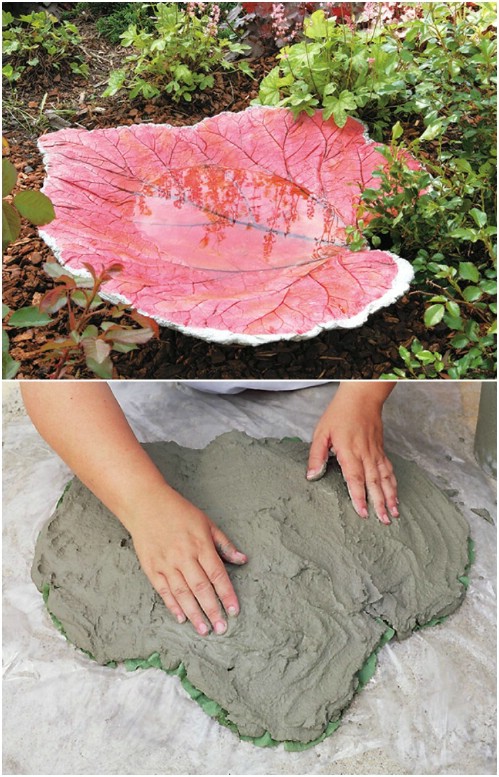 DIY Sand Cast Leaf Bird Bath