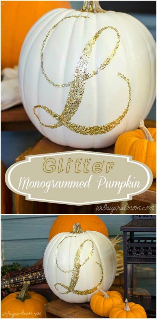 DIY Glittery Monogram Pumpkins