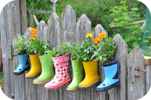 Upcycled Rain Boot Flower Pots