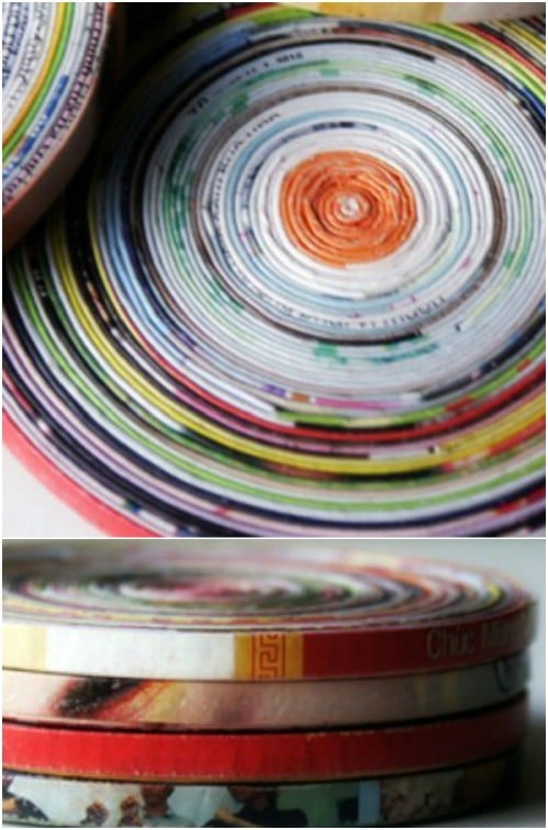DIY Coiled Magazine Page Coasters