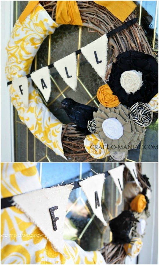 Upcycled Fabric Bunting Wreath
