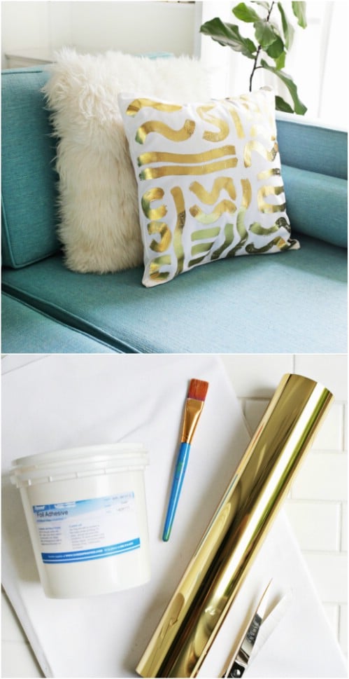 DIY Gold Foil Accent Pillow