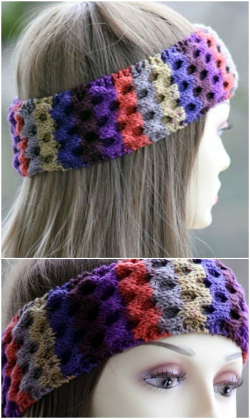 Multi-Colored Honeycomb Knit Headband