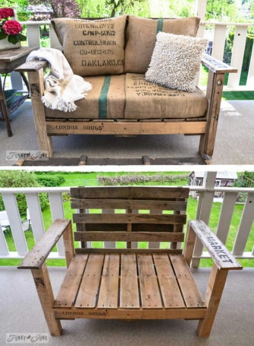DIY Pallet Wood Chair With Farmhouse Cushions