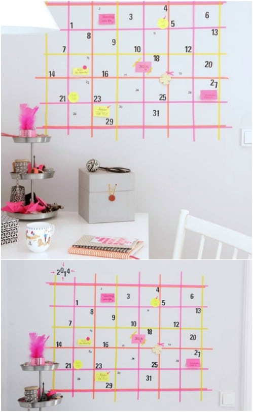 DIY Masking Tape Calendar Wall