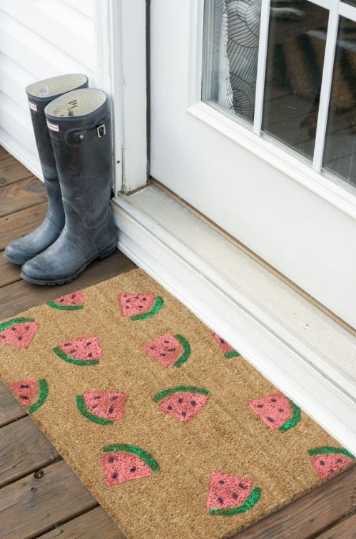DIY Stamped Watermelon Door Mat