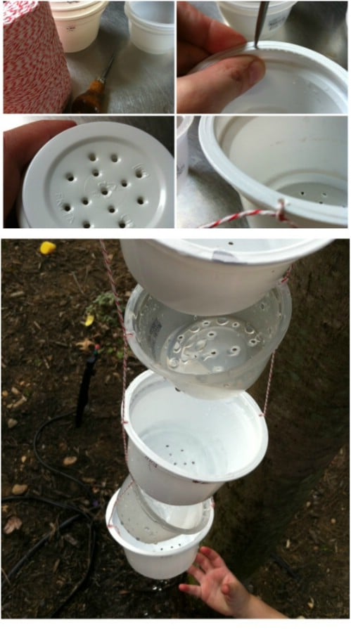 Upcycled Yogurt Cup Rain Chain