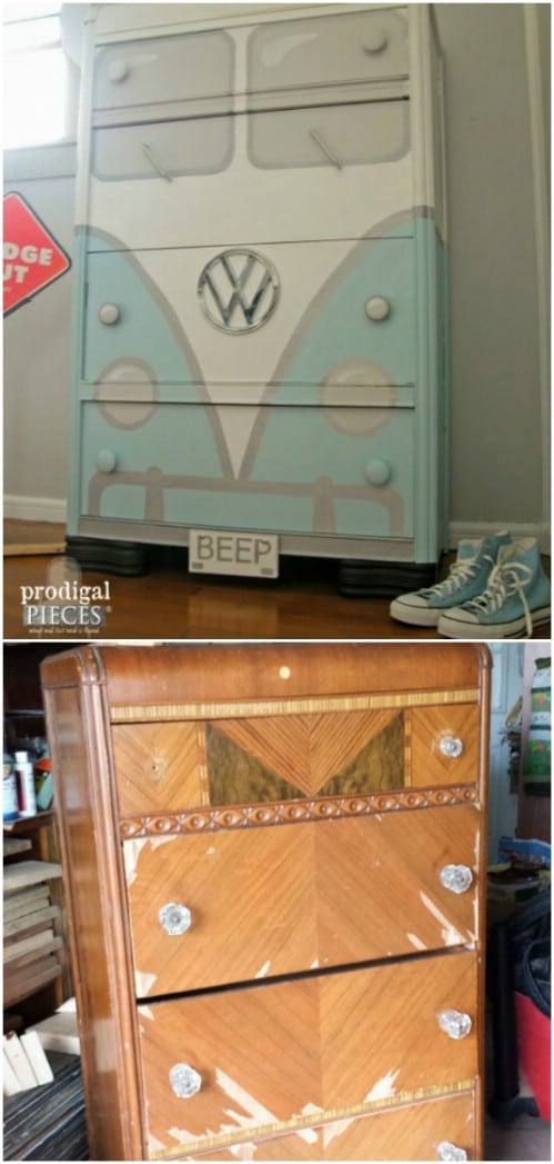 Paint a dresser to look like a bus.