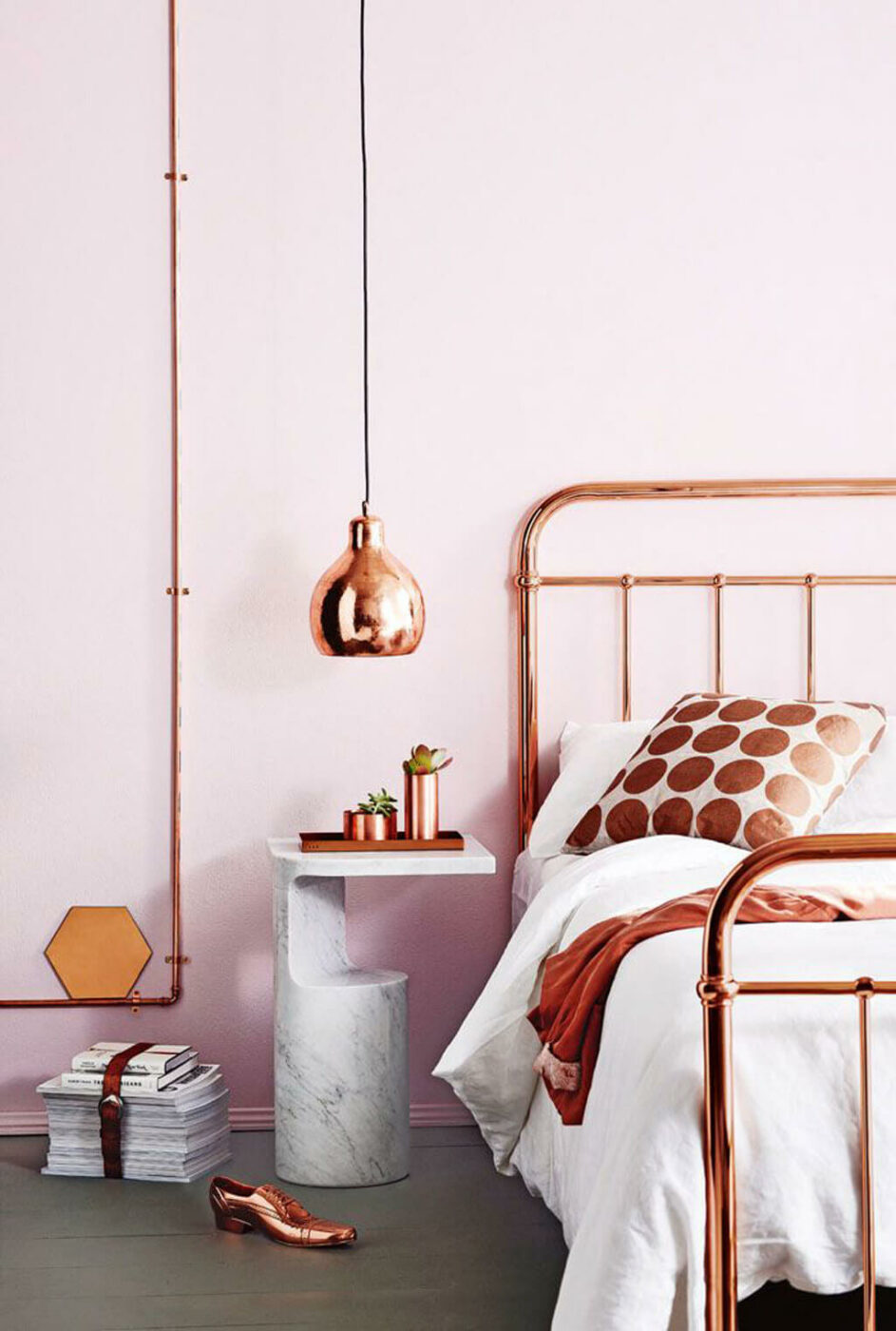 Copper A'La Mode Bedroom With Piping Accents