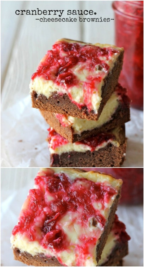 Cranberry Sauce Cheesecake Brownies