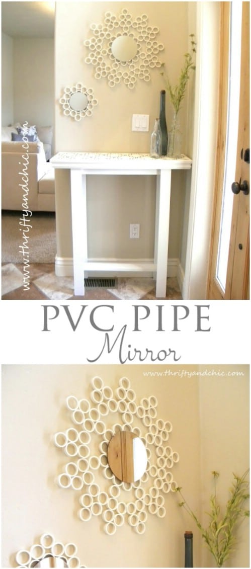 Repurposed PVC Pipe Decorative Mirror