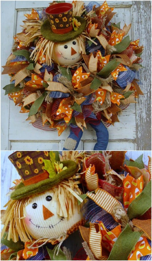 Cute DIY Scarecrow Wreath With Legs