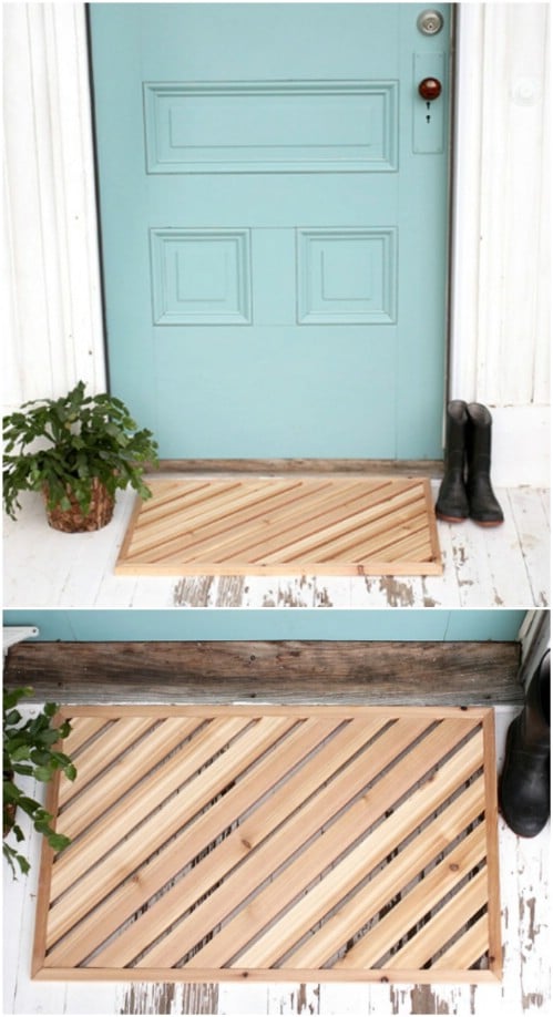 DIY Wooden Plank Door Mat
