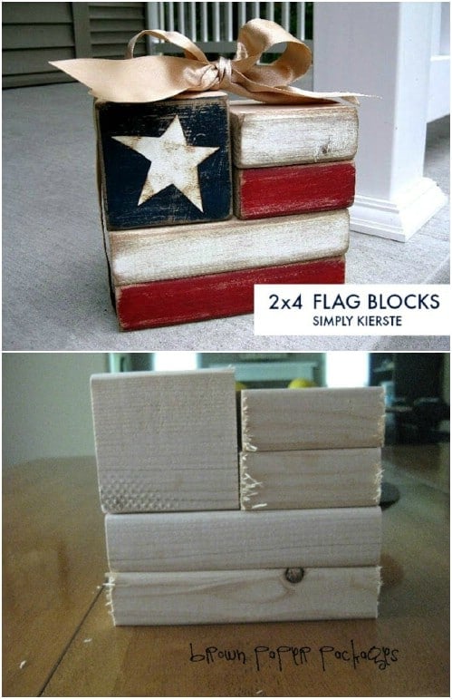 Rustic DIY 2X4 Wooden Flag Blocks