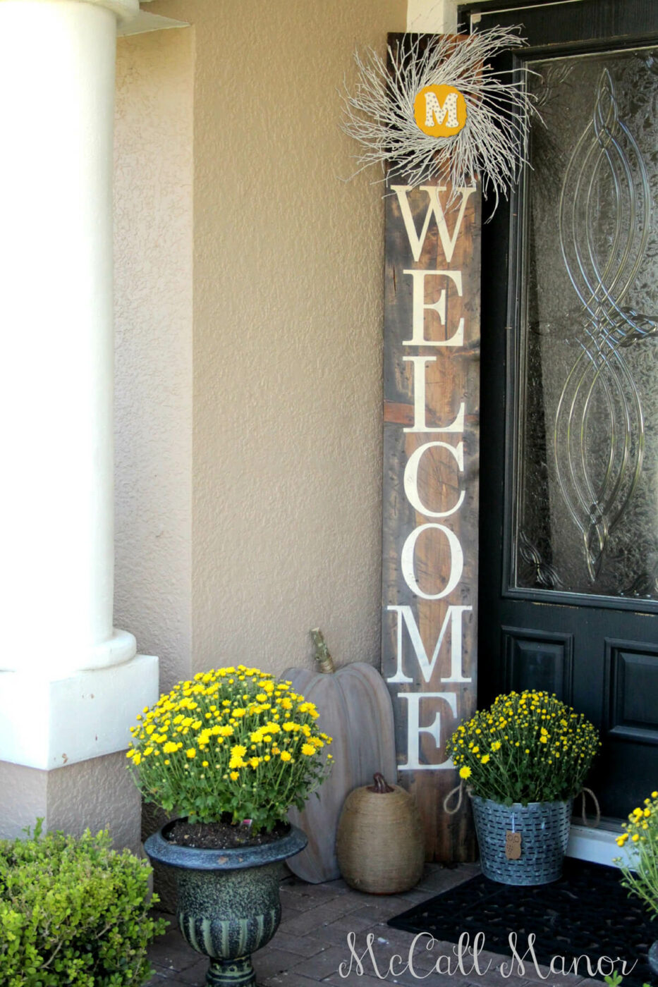 Monogram Wreath Entryway Welcome Sign